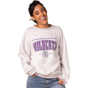 Fan Girl Northwestern Vintage Oversized Crewneck Sweatshirt, Wildcats Women’s Apparel, Ash Grey, Size Small in Saudi Arabia