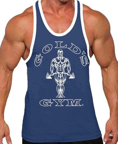 قميص Gold's Gym Tank Top Ringer - مرخص رسميًا - RT-1 (XXL، كحلي/أبيض) in Kuwait