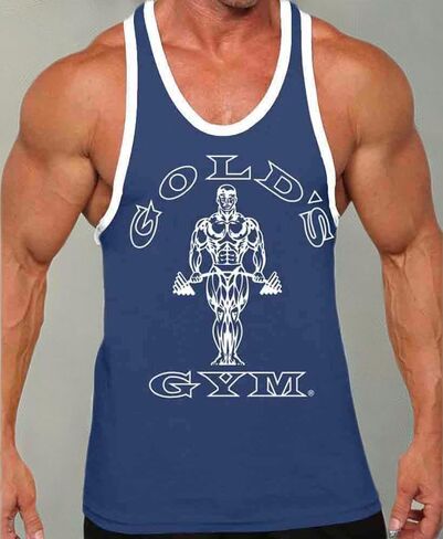 قميص Gold's Gym Tank Top Ringer - مرخص رسميًا - RT-1 (XXL، كحلي/أبيض) in Kuwait