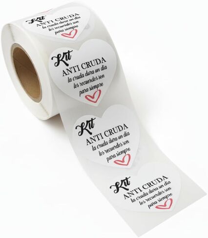 100 ملصق دائري "Kit Anti Cruda" - مجموعة ملصقات إسبانية مقاس 4 سم لحقائب الترحيب بالزفاف ومفضلات الحفلات (تصميم دائري) in Saudi Arabia