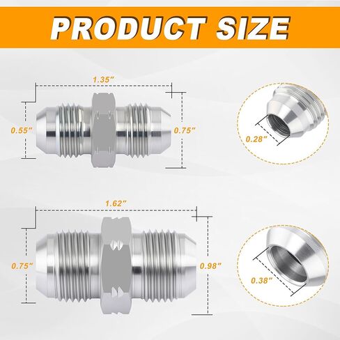 محول خرطوم هيدروليكي، 1/2 بوصة JIC ذكر - 1/2 بوصة JIC ذكر، JIC 37° Flare Straight Union Fitting، الكربون الصلب - 15 حزمة in Kuwait