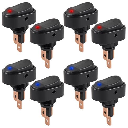 6 قطع 12 فولت أحمر LED مضاءة مفتاح الروك، LED مضيئة على إيقاف تبديل التبديل 30A 3Pin SPST بيضاوي الشكل التبديل 12 مم ثقب لسيارة شاحنة RV الدراجات النارية القوارب البحرية in Kuwait