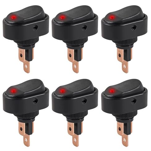 6PCS 12V Red LED Lighted Rocker Switch, LED Illuminated ON Off Toggle Switch 30A 3Pin SPST Oval Shaped Switch 12mm Hole for Car Truck RV Motorcycles Marine Boats in Saudi Arabia