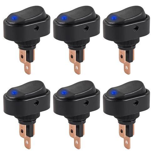 6PCS 12V Red LED Lighted Rocker Switch, LED Illuminated ON Off Toggle Switch 30A 3Pin SPST Oval Shaped Switch 12mm Hole for Car Truck RV Motorcycles Marine Boats in Saudi Arabia