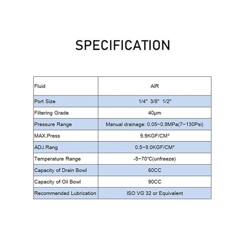 Oil-Water Separator Regulator Filter Spray Gun air Compressor Pressure Reducer 1/4" 3/8" 1/2" Compressed air Filter BFC2000/3000(with 6mm Fitting) in Saudi Arabia