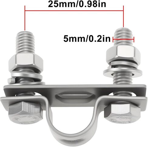 eMagTech 4pcs 25mm Control Throttle Cable Tube Clamp 304 Stainless Steel for Marine Yacht in Saudi Arabia