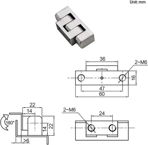 Industrial Electrical Machinery Equipment Box Cabinet Door Stainless Steel Rotating Hinge 1Pcs in Saudi Arabia
