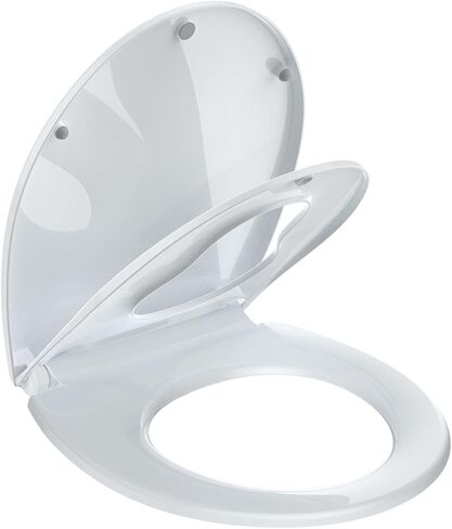 Soft Close Elongated Toilet Seat – White, Quick Release Hinges, Non-Slip Bumpers, Quiet, Easy to Clean – Fits Most American Standard Elongated Toilets – Easy Installation – White, Elongated, Regular in Saudi Arabia