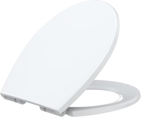 Soft Close Elongated Toilet Seat – White, Quick Release Hinges, Non-Slip Bumpers, Quiet, Easy to Clean – Fits Most American Standard Elongated Toilets – Easy Installation – White, Elongated, Regular in Saudi Arabia