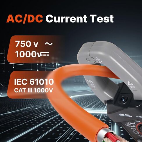 جهاز قياس المشبك الرقمي من بلاك كانيون - TRMS AC/DC Clamp Multimeter 1000A، مقياس أمبير، مقياس أمبير DC، تيار التدفق، الجهد الكهربي، المقاومة، السعة، الصمام الثنائي، درجة الحرارة، NCV، إضاءة خلفية LCD in Kuwait