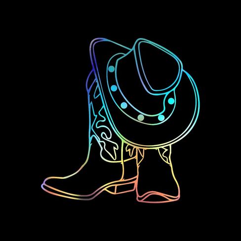 Cowboy Boots Decal Vinyl Sticker Auto Car Truck Wall Laptop | Holographic | 5" x 5.5" in Saudi Arabia