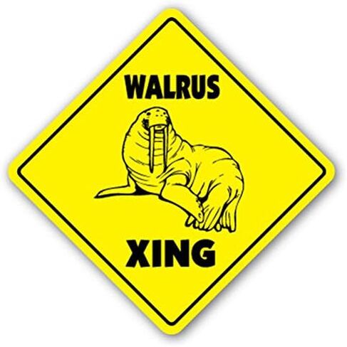 Walrus Crossing Sign Xing Gift Novelty Animal Sealife Marine Mammal Sticker 8"x8" in Saudi Arabia