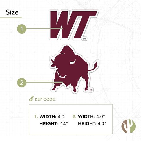 Desert Cactus West Texas A&M University Sticker Buffaloes Vinyl Decal Laptop Water Bottle Car Scrapbook (4 Inch Set V1) in Saudi Arabia