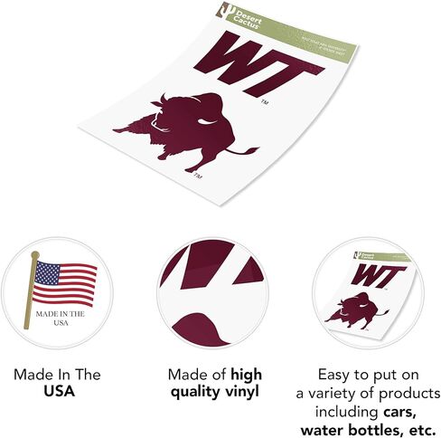 Desert Cactus West Texas A&M University Sticker Buffaloes Vinyl Decal Laptop Water Bottle Car Scrapbook (4 Inch Set V1) in Saudi Arabia