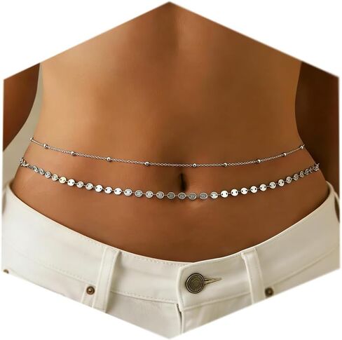 Longita Belly Chain Gold Silver Waist Chain for Women Waist Jewelry for Women Gold Belly Chains Stomach Back Jewelry for Backless Dress Trendy Sexy Body Chains for Bra non Tarnish Waterproof Plus Size in Saudi Arabia