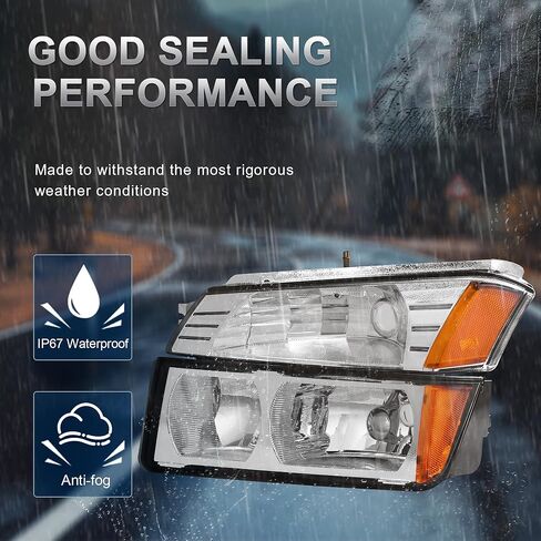 Headlight Assembly Compatible with 2002 2003 2004 2005 2006 Chevy Avalanche with Body Cladding Pickup Bumper Lights w/High/Low Bulb 9005+9006 (included) Black/Clear/Clear in Saudi Arabia