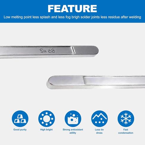 Welding Solder Tin Lead Solder bar Sn68/63 Lead Sticks Solder Metal Working Low Melting Solder Srips for Solder Pot Home Appliance Yard Metal tin auto Body Soldering Repair Soldering Iron 1tb(450g) in Saudi Arabia