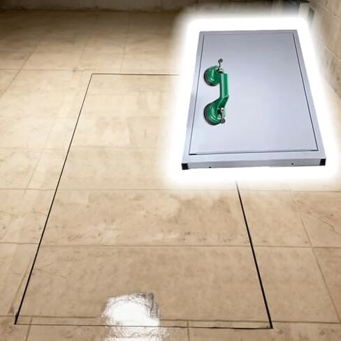 28" Manual Opening Hidden Basement Door - Heavy Duty Recessed Floor Hatch for Crawl Space & Concealed Storage, Camouflaged Entrance Cover (59x28 inch) in Saudi Arabia