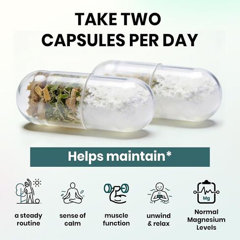 مكمل VEV Deep Calm Magnesium Glycinate والزنك مع فيتامين B6 والأشواغاندا وL-الثيانين - مكملات الكورتيزول لتحقيق التوازن اليومي - 120 كبسولة نباتية in Kuwait