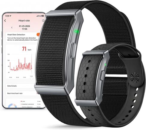 Smart Bracelet Fitness Tracker for Men & Women - 24/7 Heart Rate & Sleep Monitor, Step Counter, 120 sport Modes, Waterproof, Free App, Bluetooth, iOS/Android Compatible. 2 Black Bands (Nylon+Silicone) in Saudi Arabia