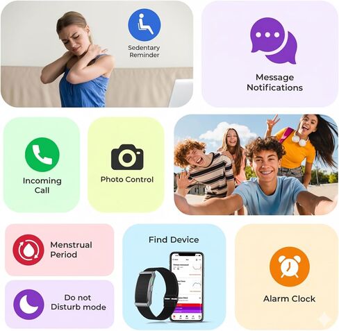 Smart Bracelet Fitness Tracker for Men & Women - 24/7 Heart Rate & Sleep Monitor, Step Counter, 120 sport Modes, Waterproof, Free App, Bluetooth, iOS/Android Compatible. 2 Black Bands (Nylon+Silicone) in Saudi Arabia