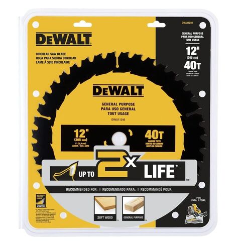 شفرة منشار للأغراض العامة من ديوالت مقاس 12 بوصة 40T (DWA11240) in Kuwait
