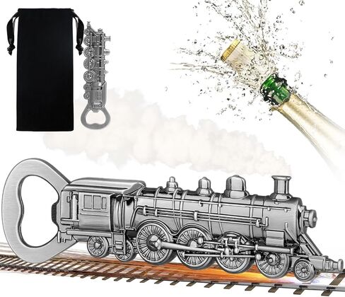 Steam Train Bottle Opener, Unique Beer Opener for Men, Dad, Boyfriend, Birthday Gifts, Bronze Locomotive with Black Velvet Bag, Perfect for Train Enthusiasts in Saudi Arabia