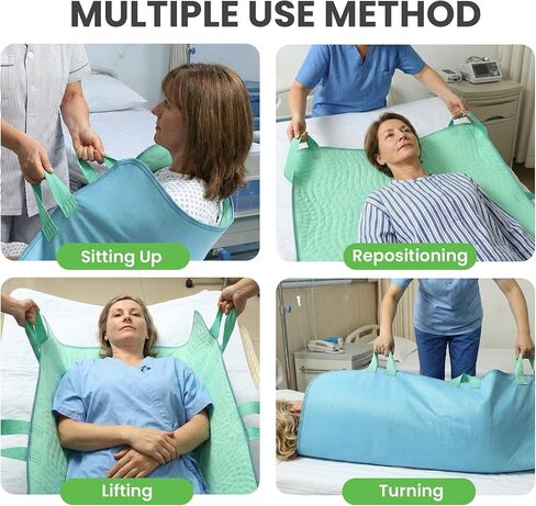 Reusable Incontinence Bed Pad with 8 Reinforced Handles, Waterproof, Washable, Quick-Drying, Green, 34" x 52", Pack of 1 in Saudi Arabia