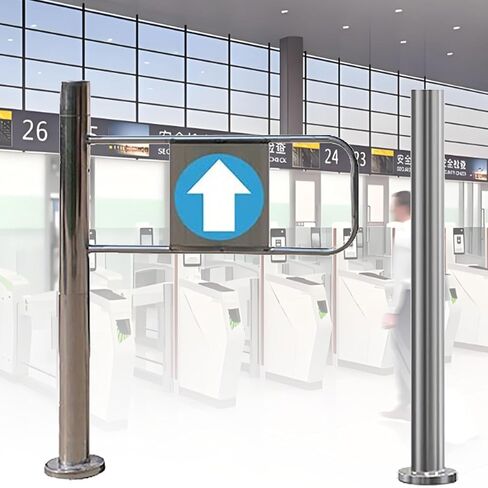 Spring-Loaded Safety Swing Gate - 90° Opening Metal Barricade, Self-Closing Safety Fence with Post Mount for Industrial, Factory, Supermarket Aisles - One-Way Door, Left 65x100cm in Saudi Arabia