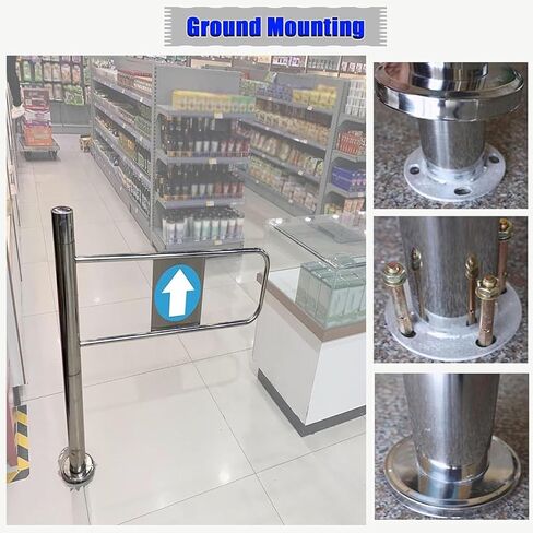Spring-Loaded Safety Swing Gate - 90° Opening Metal Barricade, Self-Closing Safety Fence with Post Mount for Industrial, Factory, Supermarket Aisles - One-Way Door, Left 65x100cm in Saudi Arabia