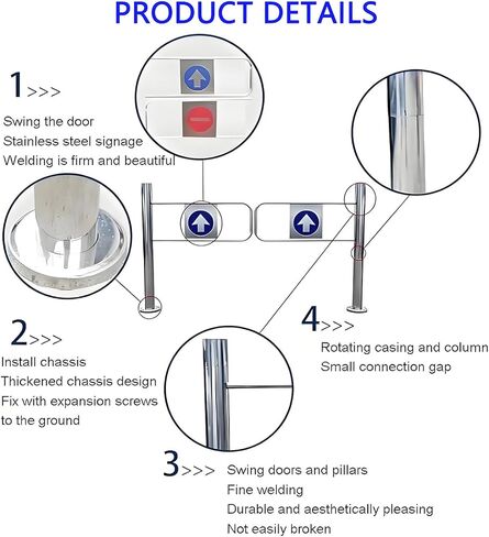 Stainless Steel Automatic Rebound Swing Gate - One-Way Door for Libraries, Stores, Shopping Malls - Left/Right Post-Mounted 190x100cm Entrance & Exit Solution in Saudi Arabia