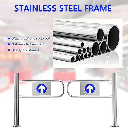 Stainless Steel Automatic Rebound Swing Gate - One-Way Door for Libraries, Stores, Shopping Malls - Left/Right Post-Mounted 190x100cm Entrance & Exit Solution in Saudi Arabia