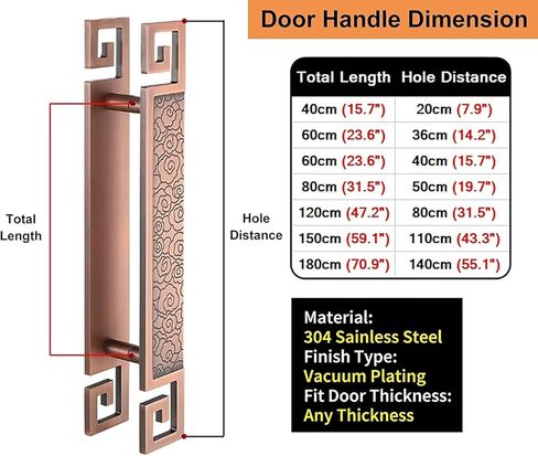 Door Handle Industrial Grab Bar for Wood/Glass/Metal Doors Commercial Solid Sliding Door Handle Push Heavy Duty Double Sided Garden Sheds Pull (Pink 60cm/23.6) in Saudi Arabia