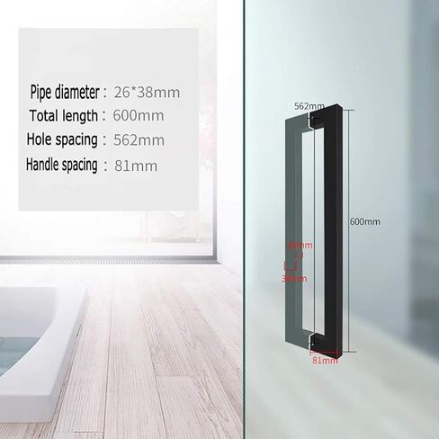 Heavy Duty Stainless Steel Square Tube Commercial/Push-Pull Door Handle, Black - Length 440/600/800/1000/1200mm (Size : Length 600mm/23.6inch) in Saudi Arabia