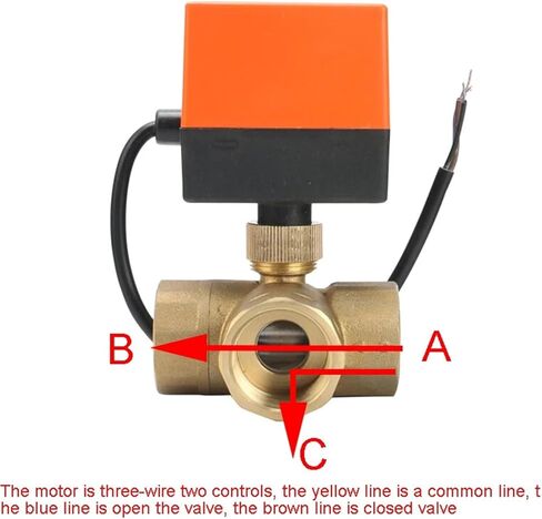 3/4 Inch Three Way Motorized Ball Valve 220V 12V 24V 3-Wire 2 Point Control Brass 1Pcs(220VAC) in Saudi Arabia