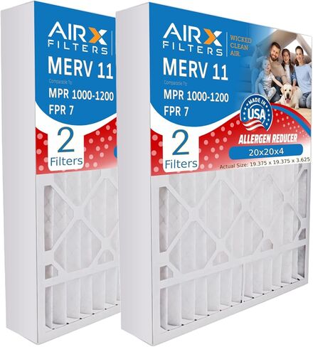 مرشحات AIRX الهواء النظيف الشرير. فلتر هواء 20x20x4 MERV 11 متوافق مع مرشح فرن TopTech TT-FM-2020، عبوتين in Saudi Arabia