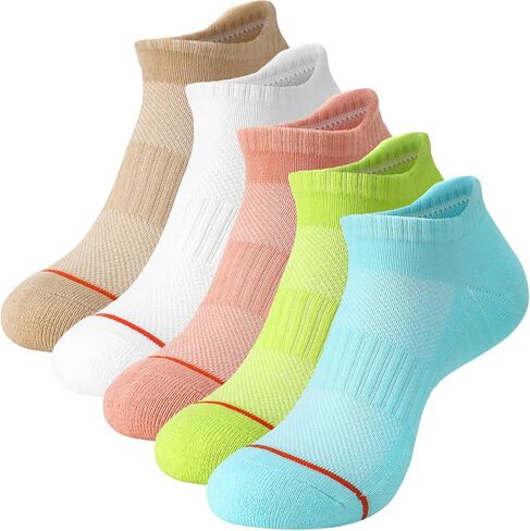 5 Pairs Ankle Socks for Women, Breathable Sports Running Cotton Cushioned Low Cut Socks in Saudi Arabia