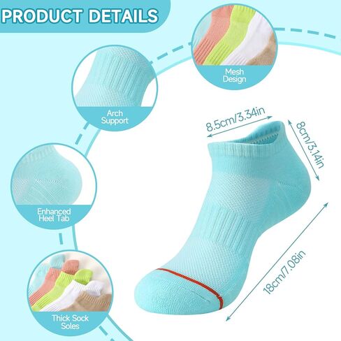 5 Pairs Ankle Socks for Women, Breathable Sports Running Cotton Cushioned Low Cut Socks in Saudi Arabia