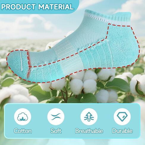 5 Pairs Ankle Socks for Women, Breathable Sports Running Cotton Cushioned Low Cut Socks in Saudi Arabia