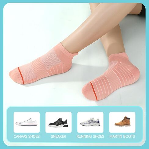 5 Pairs Ankle Socks for Women, Breathable Sports Running Cotton Cushioned Low Cut Socks in Saudi Arabia