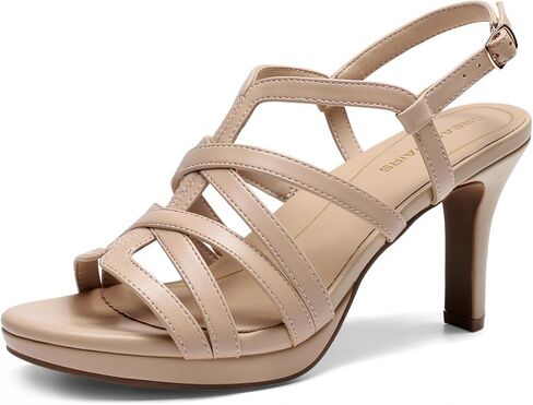DREAM PAIRS المرأة Strappy Stiletto الكعب العالي جولة تو الكاحل فستان بحزام أحذية منصة صياد الكعب الصنادل in Kuwait