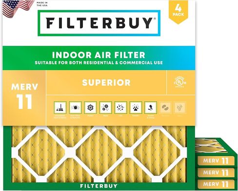 Filterbuy 17.5x17.5x1 فلتر هواء MERV 11 دفاع فائق عن الحيوانات الأليفة والحساسية (4 عبوات)، استبدال فلاتر فرن HVAC المطوي الكهروستاتيكي (الحجم الفعلي: 17.50 × 17.50 × 0.75) in Saudi Arabia