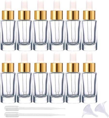 12 Pack 10ml Clear Glass Essential Oil Bottle Thick Dropper Bottles for Perfume,Travel,Essential Oil Refillable(Black Lid,10ML) in Saudi Arabia