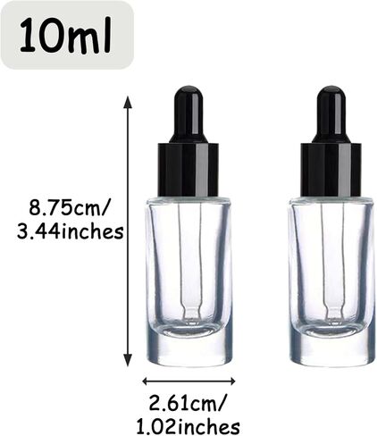 12 Pack 10ml Clear Glass Essential Oil Bottle Thick Dropper Bottles for Perfume,Travel,Essential Oil Refillable(Black Lid,10ML) in Saudi Arabia