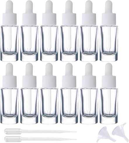 12 Pack 10ml Clear Glass Essential Oil Bottle Thick Dropper Bottles for Perfume,Travel,Essential Oil Refillable(Black Lid,10ML) in Saudi Arabia