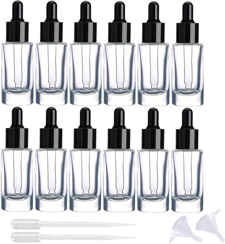 12 Pack 10ml Clear Glass Essential Oil Bottle Thick Dropper Bottles for Perfume,Travel,Essential Oil Refillable(Black Lid,10ML) in Saudi Arabia