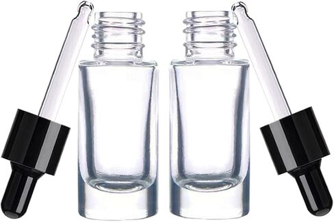 12 Pack 10ml Clear Glass Essential Oil Bottle Thick Dropper Bottles for Perfume,Travel,Essential Oil Refillable(Black Lid,10ML) in Saudi Arabia
