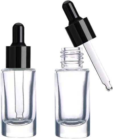 12 Pack 10ml Clear Glass Essential Oil Bottle Thick Dropper Bottles for Perfume,Travel,Essential Oil Refillable(Black Lid,10ML) in Saudi Arabia