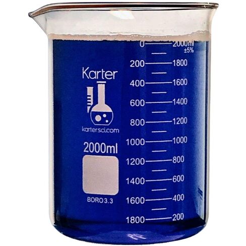 كوب سعة 2000 مل، جريفين منخفض الشكل، زجاج بوروسيليكات 3.3، مقياس مزدوج، متدرج، Karter Scientific 213D15 (علبة بها 16) in Kuwait