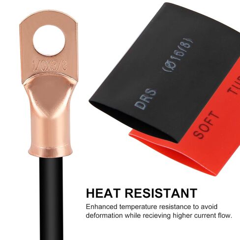 10pcs 1/0 AWG-3/8 Battery Lugs,Heavy Duty Wire Lugs,Ring Terminals,Battery Cable Ends,0 Guage terminals,Battery Terminal Connectors with 10pcs 3:1 Heat Shrink Tubing in Saudi Arabia